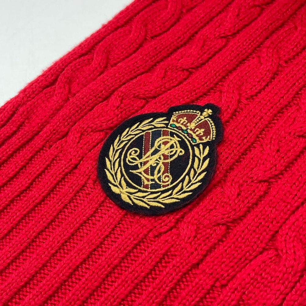Ralph Lauren Red Cable Knit Scarf
